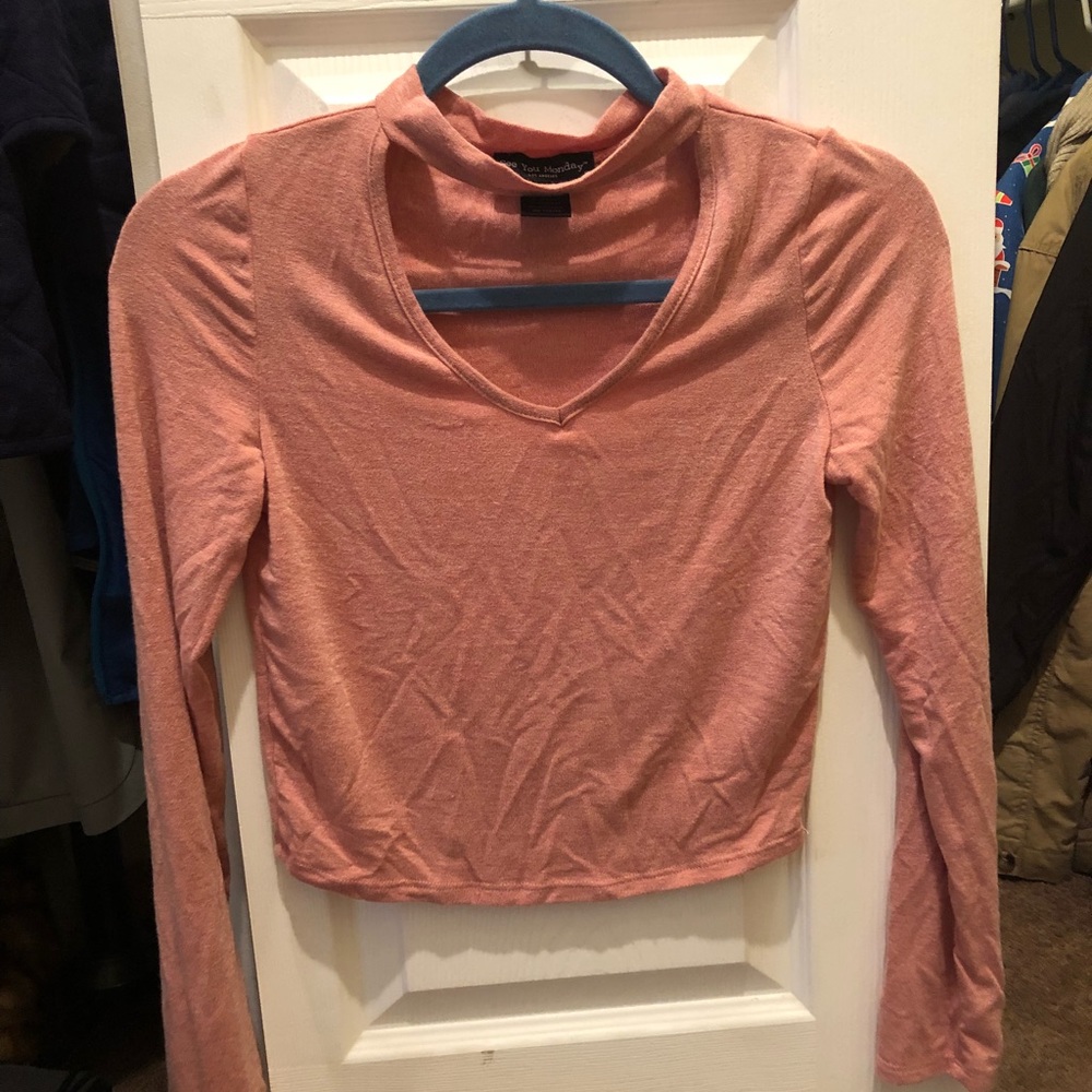 Pink collar crop top